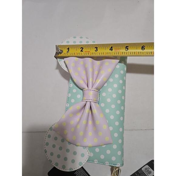 Loungefly Disney Minnie Mouse Polka Dot Wallet Pastel Zip Around With Bow Accent - Picture 7 of 11